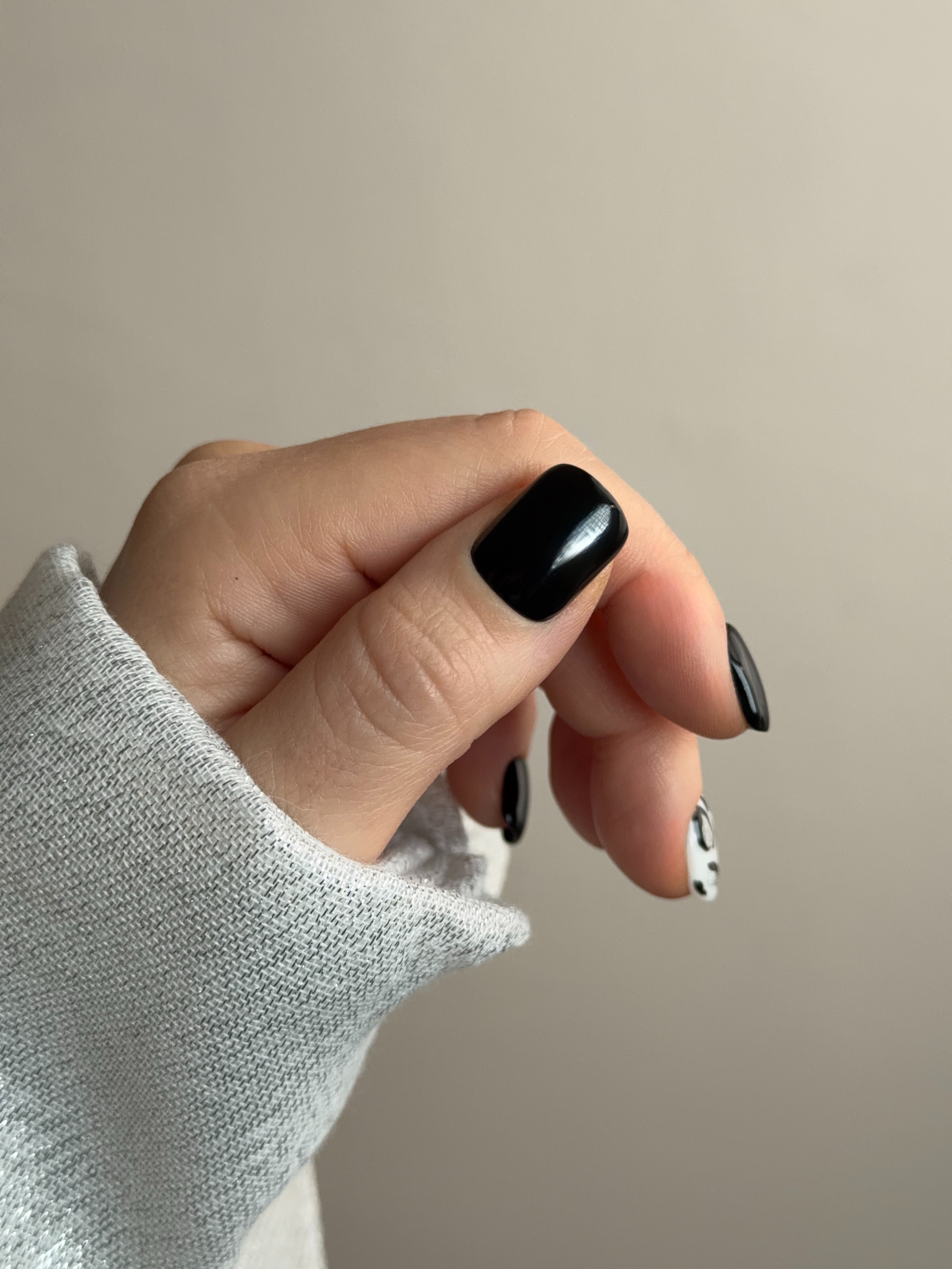 Leopardo delle Nevi |Press-On Nails Nero, Argento e Leopardato Quadrate Corte Made in Italy