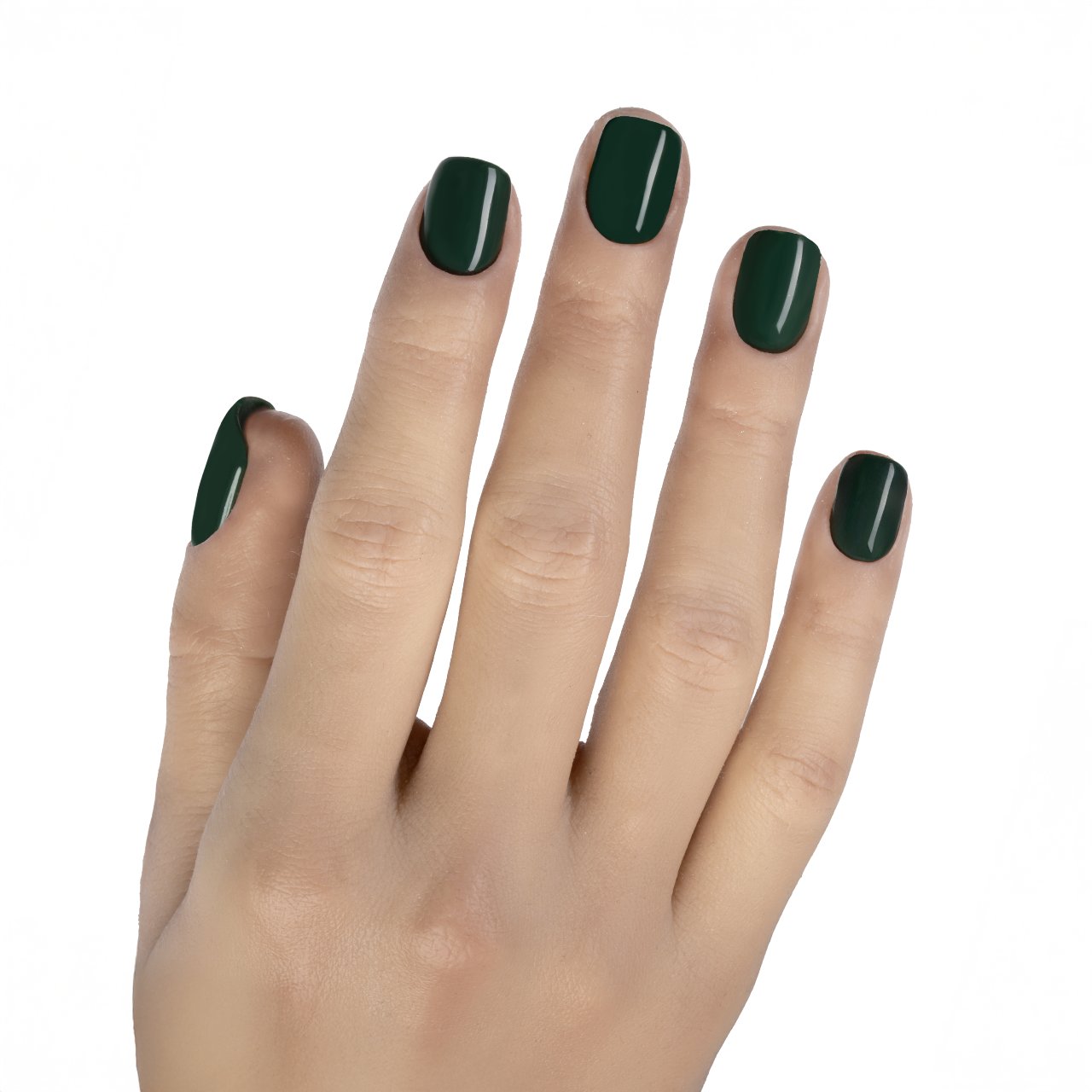 Press on nails verde bosco lucide dalla forma quadrata corta