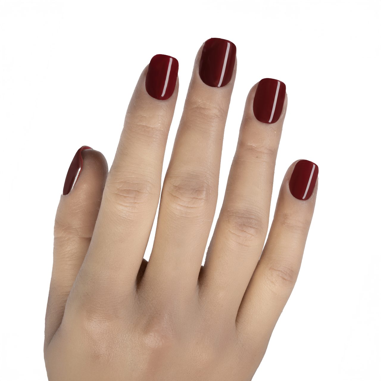 Press on nails rosso granata lucide dalla forma quadrata corta