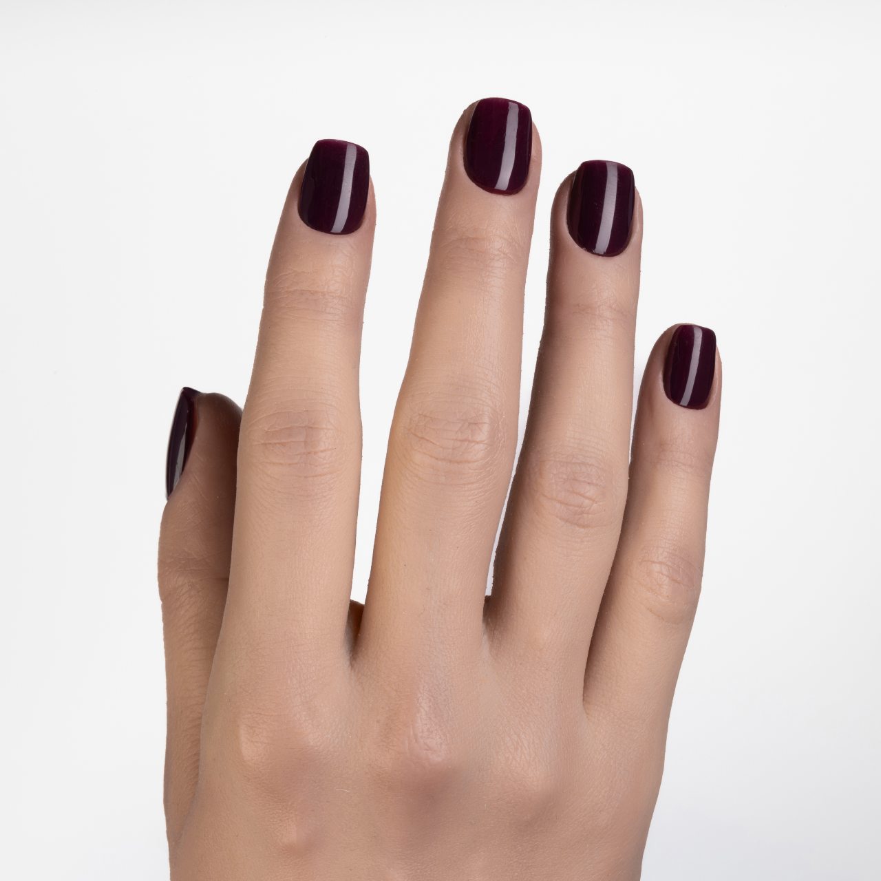 Press on nails color prugna scuro lucide dalla forma quadrata corta