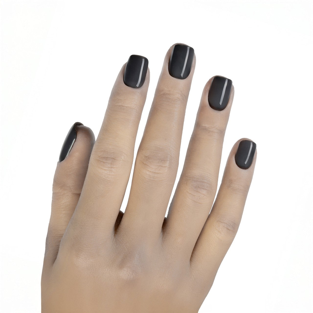 Press on nails grigio ardesia lucide dalla forma quadrata corta