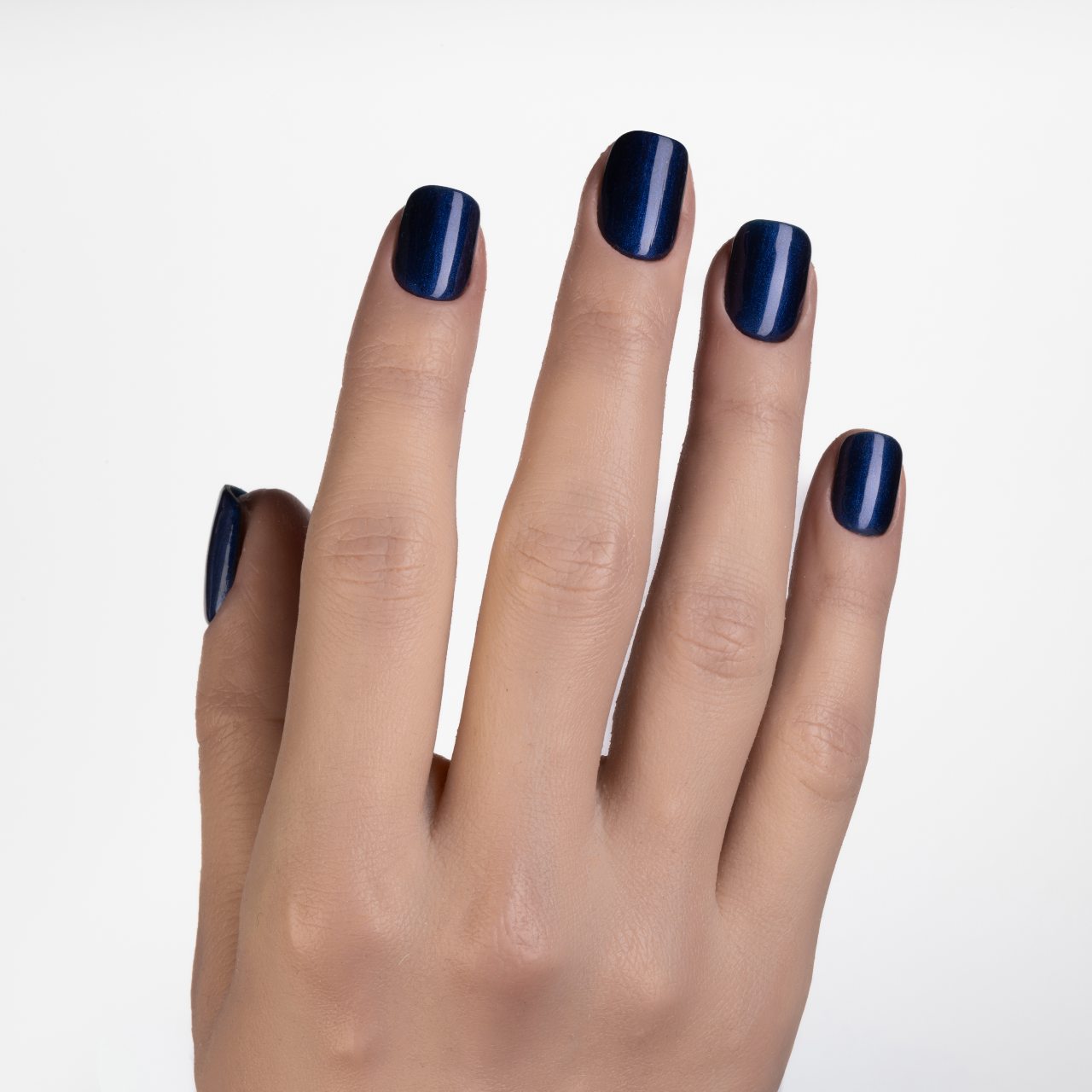 Press on nails blu notte metallizzate lucide dalla forma quadrata corta