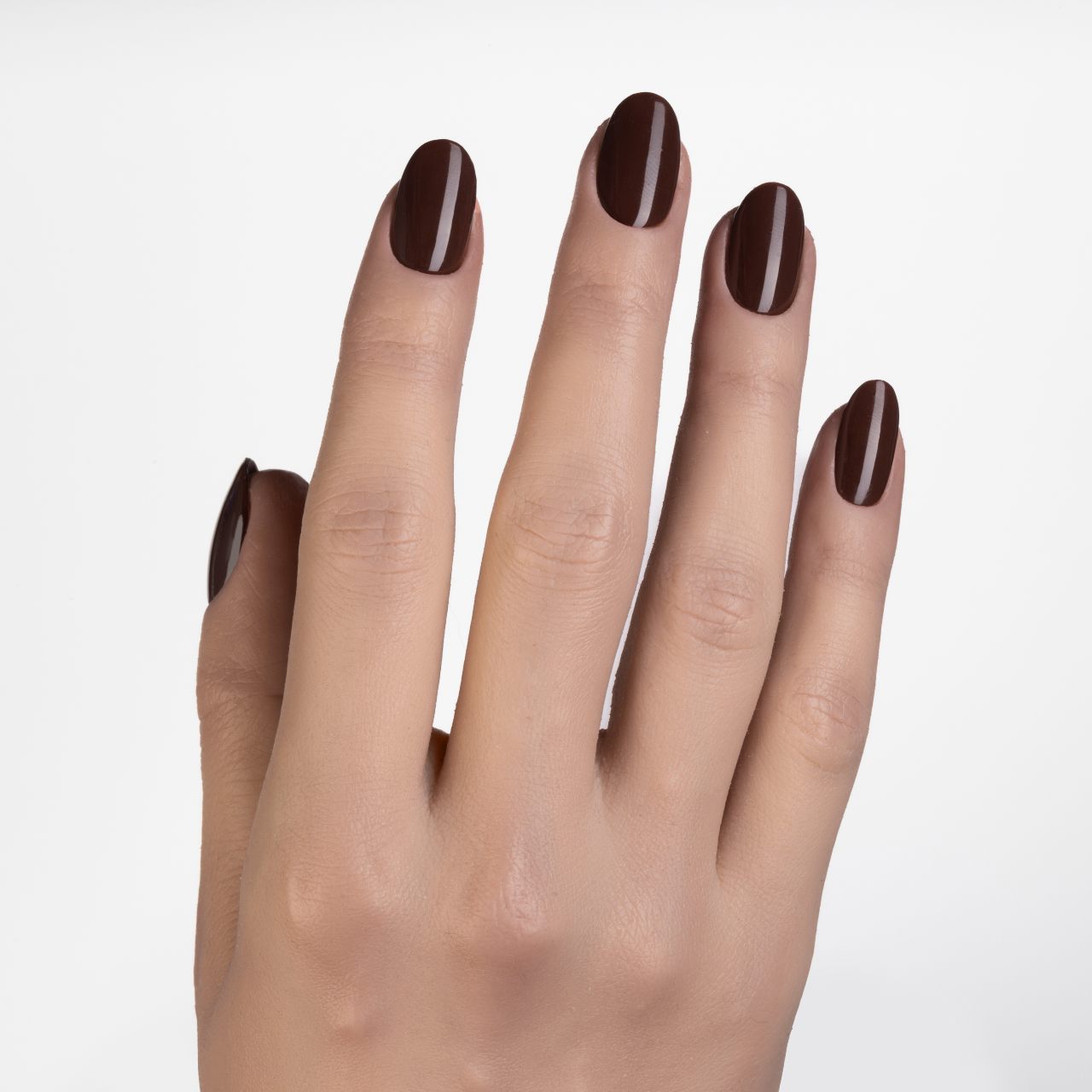 Press on nails marrone cioccolato lucide dalla forma ovale